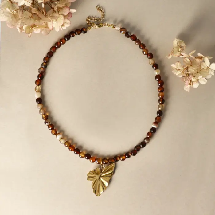 Naszyjnik Choker z Lepidolitem, Kamieniem Księżycowym, Amazonitem