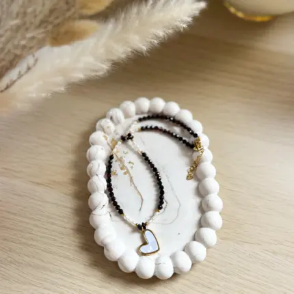 Naszyjnik Choker z Granatem, Perła i LIMITOWANĄ zawieszką